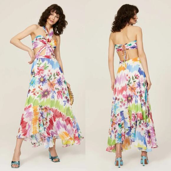 PatBO Dresses & Skirts - PatBO Bloom Dress Floral Print Cutout Sleeveless Halter Neck Maxi Multicolor 10